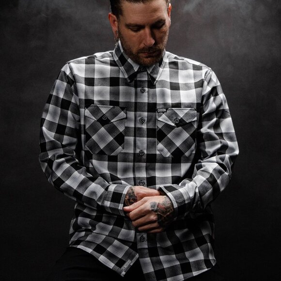 NWT Dixxon Mickey Cohen Gangster Boxer Gray & Black Plaid Flannel Shirt - Picture 8 of 9